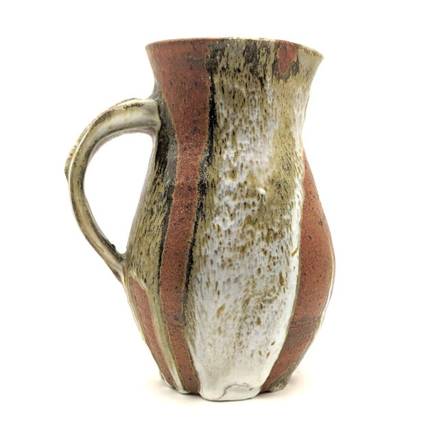 Mid Century Studio Pottery Pitcher With Rust Olive and White Glaze For Sale - Image 13 of 13