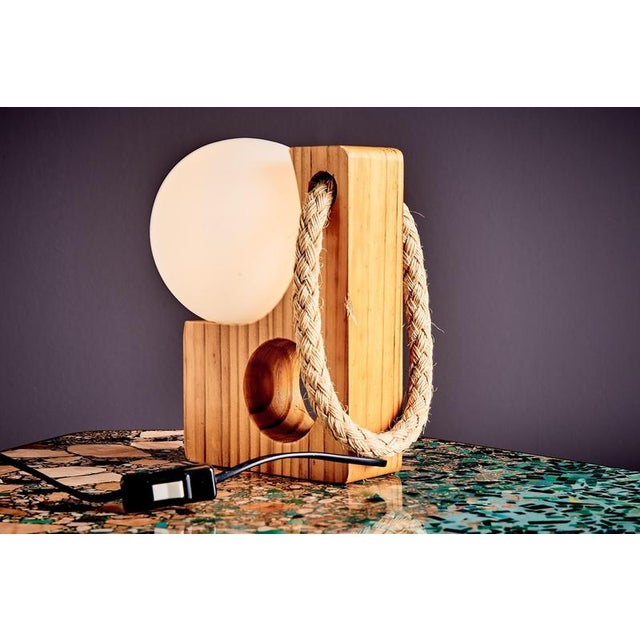 1960s Table Lamp with Sculpted Pine Block from Temde, 1960s For Sale - Image 5 of 16