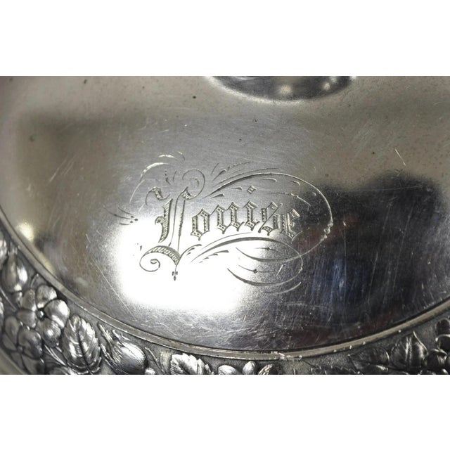 Antique Art Nouveau Silver Plated Lidded Soup Tureen Engraved "Louise" For Sale - Image 4 of 11