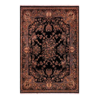 Art Nouveau 1990's Medallion Pak-Persian Black/Gray Wool Rug - 8'11'' X 12'0'' For Sale