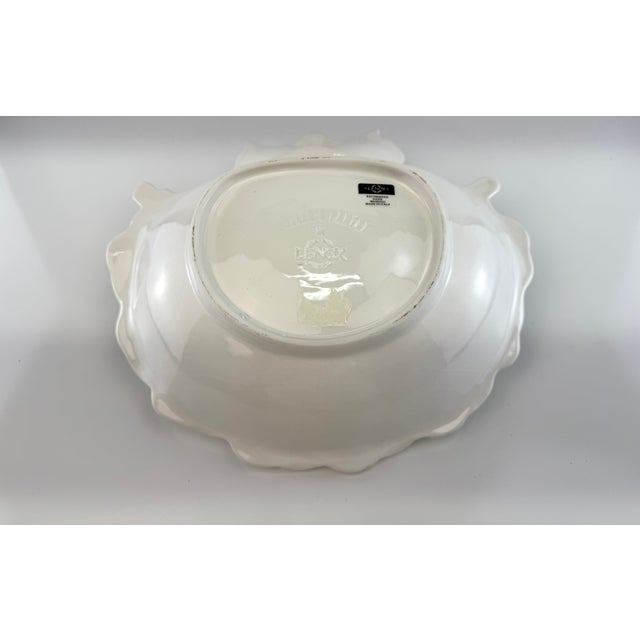 1970s Lenox Italian Shell Form Centerpiece Bowl, Ivory Ceramic Pedestal Dish For Sale - Image 9 of 10