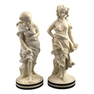 Royal Worcester The Breezes Porcelain Figures from James Hadley, 1800s, Set of 2 For Sale