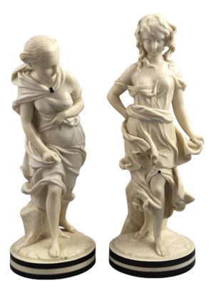 Royal Worcester The Breezes Porcelain Figures from James Hadley, 1800s, Set of 2