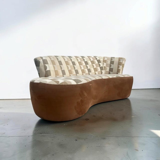 Brown Weiman Style Modern Curved Serpentine Cloud Sofa For Sale - Image 8 of 14