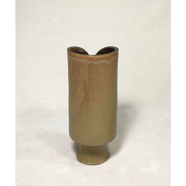 Mid-Century Modern Studio Pottery Cylindrical Pottery Vase Signed For Sale - Image 4 of 12