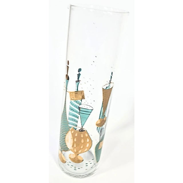 Mid-Century Modern Mid-Century Teal and Gold Cocktail Pitcher For Sale - Image 3 of 14