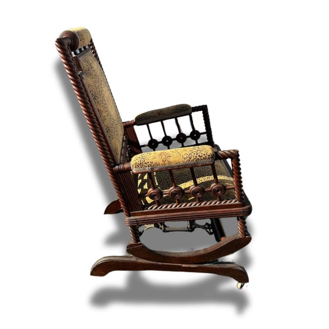 Traditional Early 1900s Antique Hunzinger Platform Rocker For Sale - Image 3 of 6
