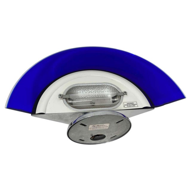 Postmodern Italian Cobalt Blue Murano Glass & Chrome Wall Sconce, 1980s 1 of 7 For Sale - Image 15 of 17