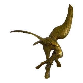 Mid 20th Century Medium Brass Eagle Statue For Sale