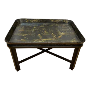 19th Century Chinnosserie Hand-Painted Tray Table With Much Later Base