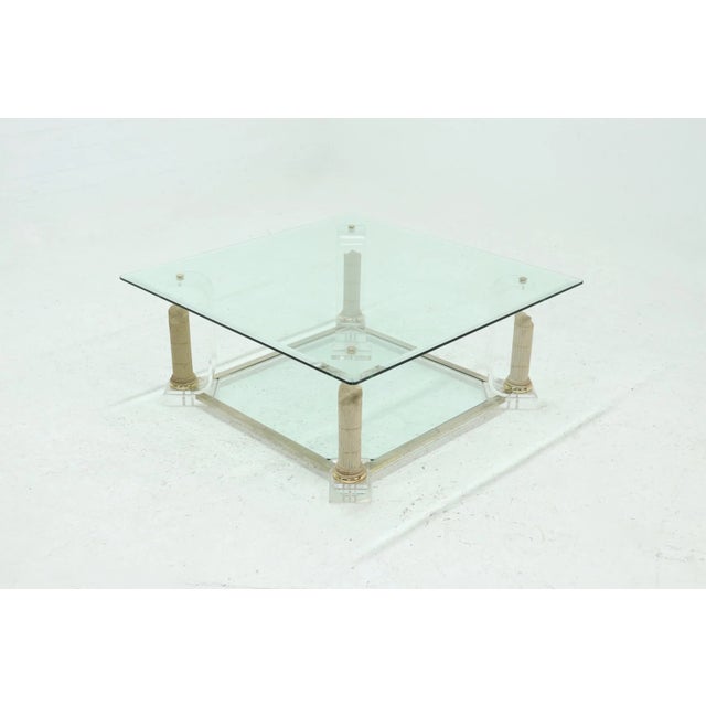 Acrylic Glass & Glass 2-Tier Pedestal Coffee Table, 1980s For Sale - Image 9 of 9