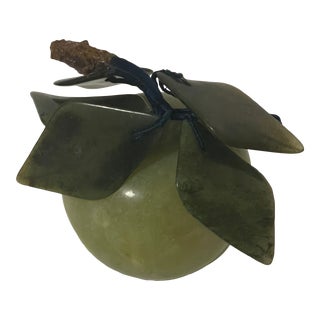 Vintage Jade Jadeite Artesian Carved Chinese Apple With Leaves For Sale