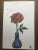 Contemporary "Red Rose, Blue Vase" Original Small Watercolor Painting by Auker For Sale - Image 3 of 3