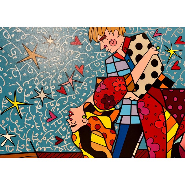 Romero Britto, Large Romero Britto Mixed Media Diamond Dust Giclee Pop Art Cubism Hollywood, 2022 For Sale - Image 13 of 14