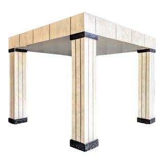 Maitland Smith Tesselated Coral + Marble Game Table For Sale