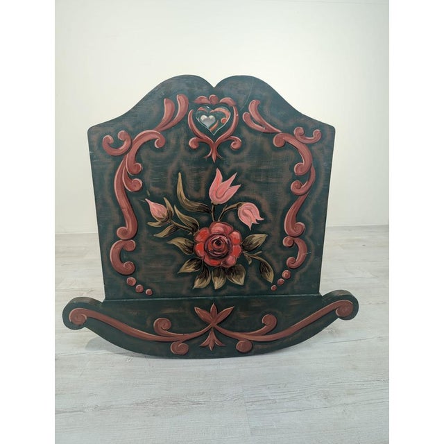 Vintage Hand-Painted Wooden Cradle, 1940s For Sale - Image 4 of 14