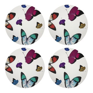 Butterflies, 16" Round Pebble Placemats, Set of 4 For Sale