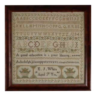 Victorian Norfolk Sampler, 1845, by Ej White For Sale