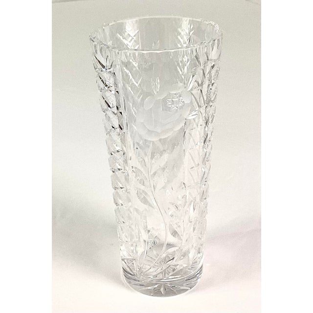 Contemporary Large 1980s Contemporary Cut Glass Vase For Sale - Image 3 of 8
