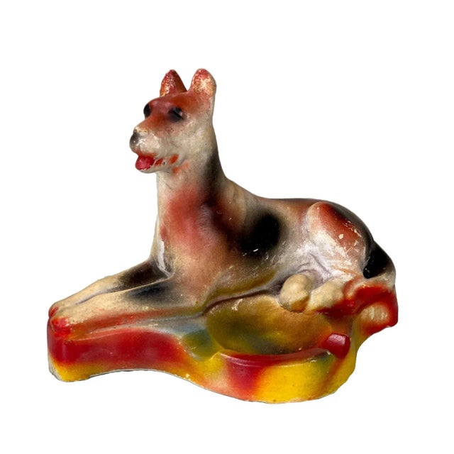 Antique Traditional Chalkware Great Dane Dog Ashtray For Sale - Image 9 of 9