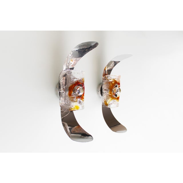 Murano Glass Wall Sconces from A.V. Mazzega, 1970s, Set of 2 For Sale - Image 11 of 11