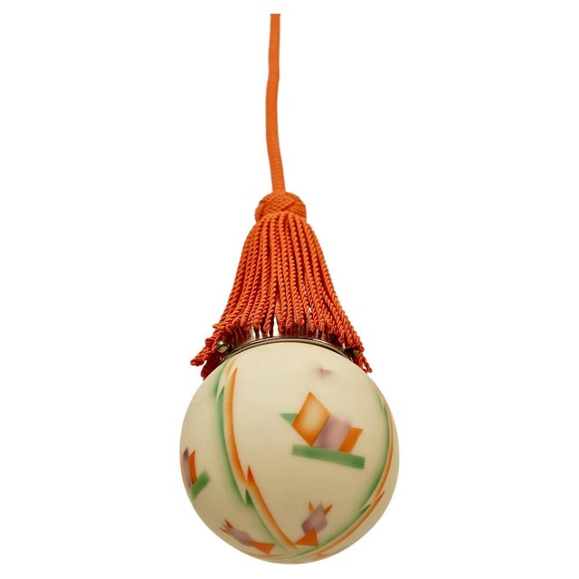 Pendant Light with Spritz Decor Glass Globe and Posement, Austria, 1920s For Sale - Image 18 of 18
