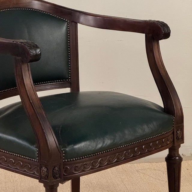 Antique French Louis XVI Neoclassical Mahogany Armchair by Hirler of Alsace For Sale - Image 14 of 18