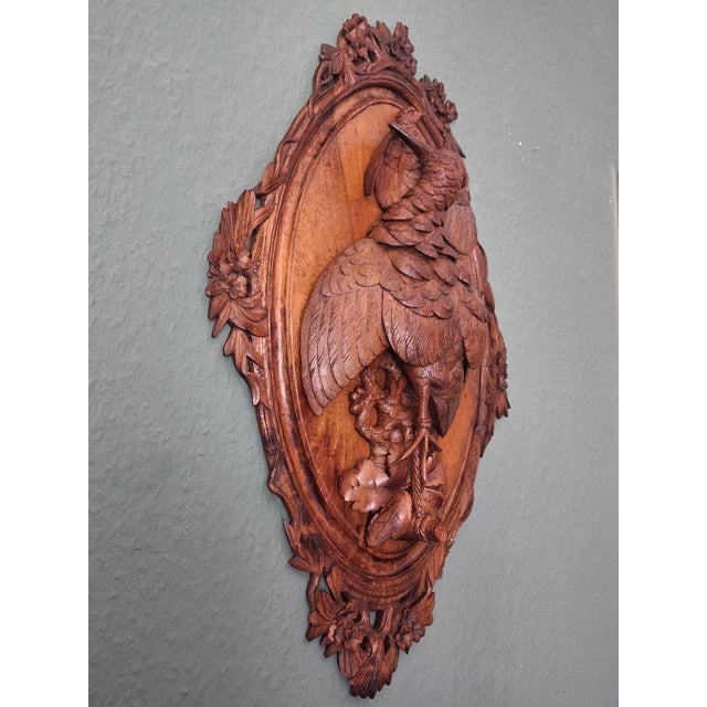 Wood Walnut Black Forest Hunting-Wall with Birds, 1920s For Sale - Image 7 of 9