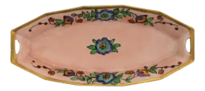 Austrian Art Nouveau Porcelain Pink and Gold Dish
