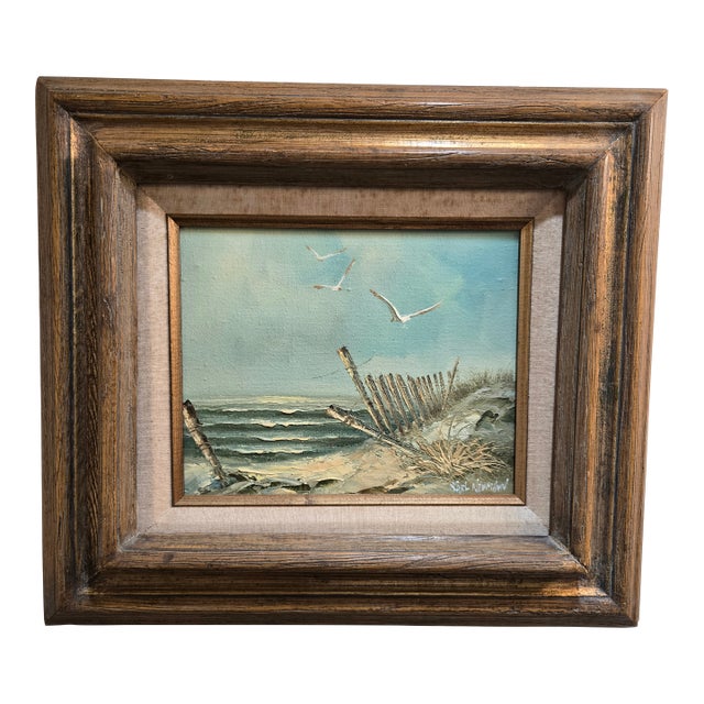 Late 20th Century Original Karl Neumann Oil Painting - The Beach For Sale