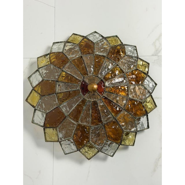 Orange Large Murano Glass 6-Light Ceiling Lamp in the style of Poliarte, 1970s For Sale - Image 8 of 12