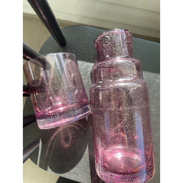 Late 20th Century Bolle Amethyst Bubble Bedside Carafe Set For Sale - Image 4 of 5