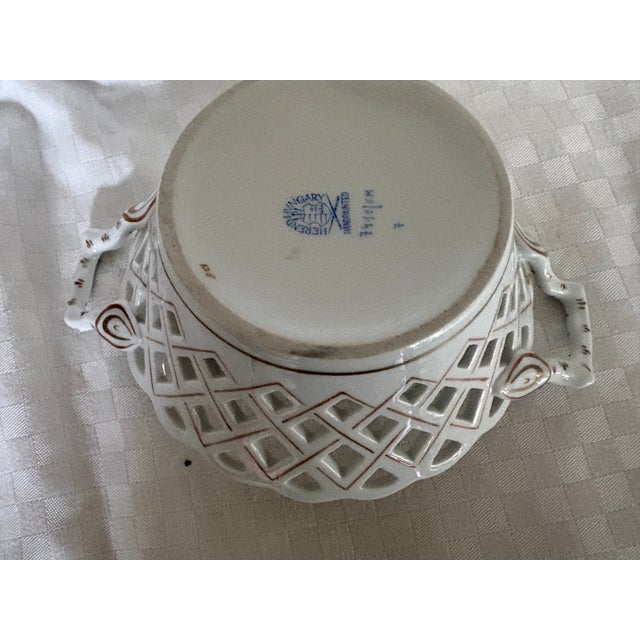 1960s Herend Chinese Bouquet Pattern Open Weave Basket For Sale In Lexington, KY - Image 6 of 11