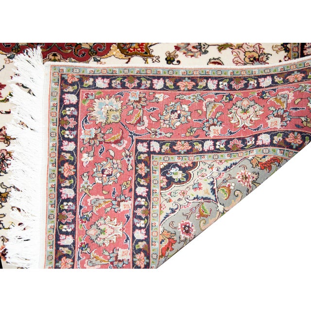 Persian Vintage Persian Silk and Wool Tabriz Rug For Sale - Image 3 of 14