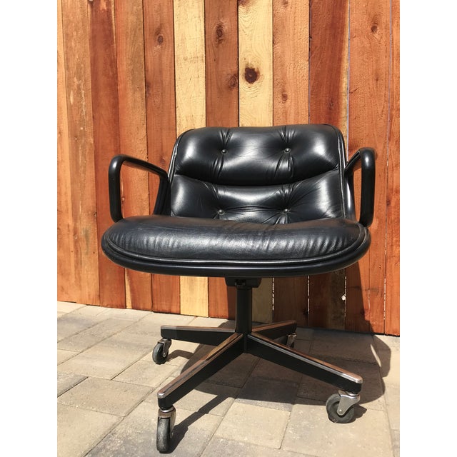 Charles Pollock for Knoll Black Leather Office Chair Chairish