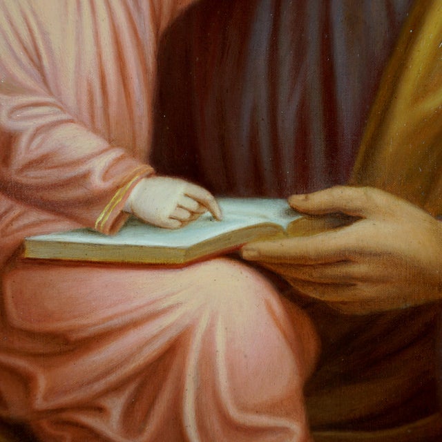 Antique Religious Portrait of Saint Joseph & Baby Jesus French or Austrian School Oil Painting on Canvas For Sale - Image 6 of 10