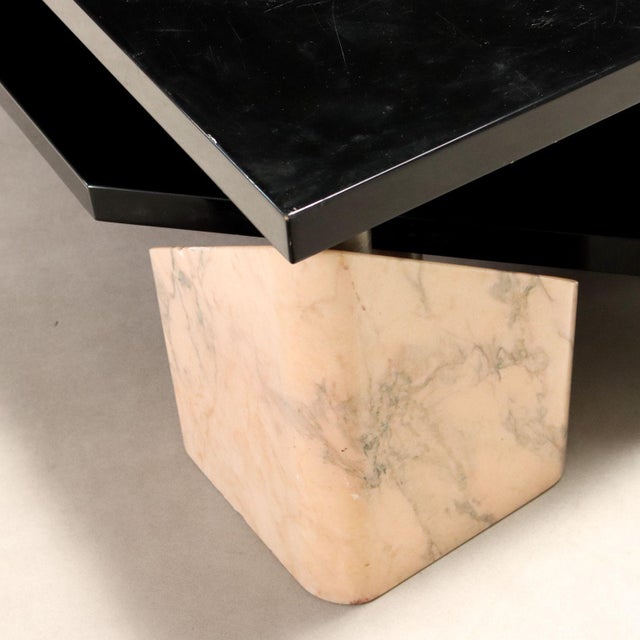 Vintage Coffee Table in Pink Marble and Lacquered Wood, 1970s For Sale - Image 6 of 13
