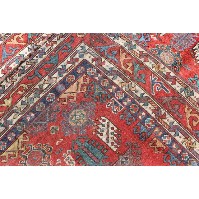 Navy Blue Antique Qashqai Persian Rug With All-Over Sub-Geometric Design and Tiered Border 5'2"x10'8" For Sale - Image 8 of 8