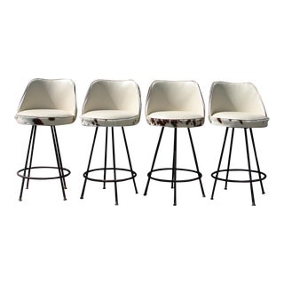 1940s Cow Hide Back Bar Stools - Set of 4 For Sale