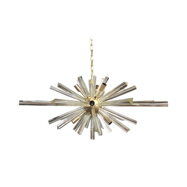Transparent Triedro Murano Glass Oval Sputnik Chandelier For Sale