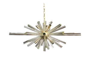Transparent Triedro Murano Glass Oval Sputnik Chandelier