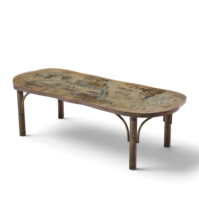Mid-Century Modern Philip & Kelvin LaVerne Chan Model 140 Mid Century Bronze Coffee Table For Sale - Image 3 of 11