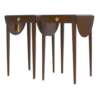 Mid Century Traditional Tapered Leg Flip Top Tables - A Pair For Sale