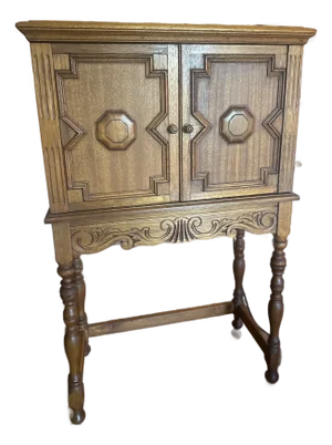 1920s Secretary Desk - Walnut Wood Detailed Carvings