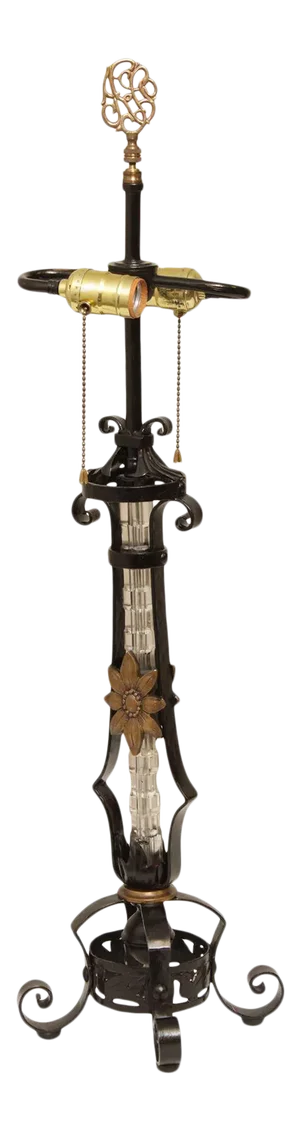 Iron, Brass & Glass Vintage Table Lamp
