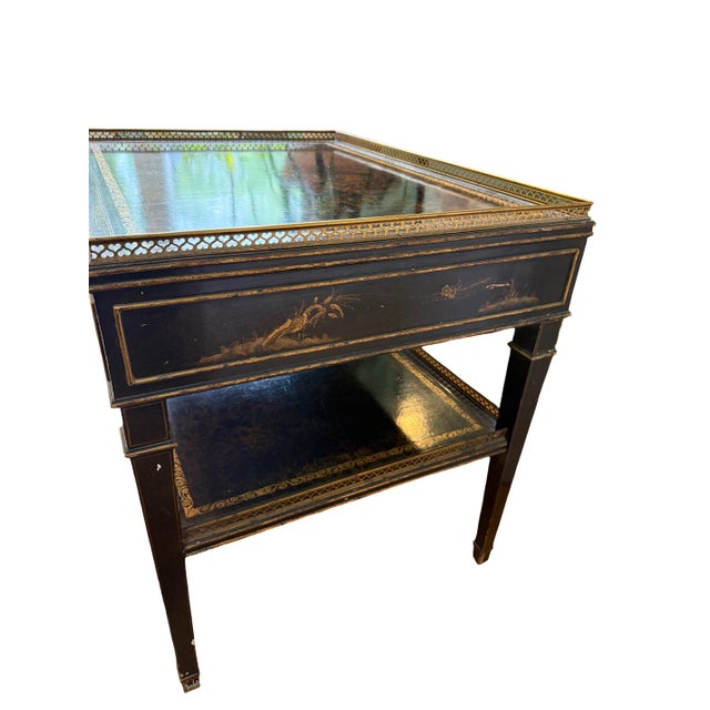 Mid-20th Century Chinoiserie & Faux Tortoiseshell Tray-Top Side Tables With Park Avenue Provenance - A Pair For Sale - Image 12 of 18