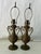 30's Vintage Empire -Style Solid Brass A pair of Urn Table Lamps With Black Shades, 21"H X 5"Base D Shades 10" W X 9"H...