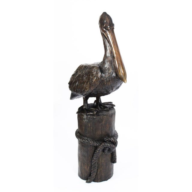 Bronze Pelicans on Mooring Posts, Late 20th Century, Set of 2 For Sale - Image 3 of 17