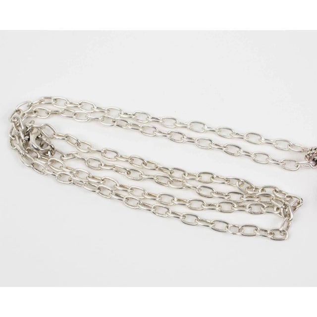 Christian Lacroix Silvered Metal Necklace With Lavender Resin Heart Pendant For Sale - Image 11 of 11