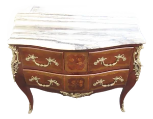 French Marble Top Bombay Serpentine Inlay Commode Dresser Bathroom Vanity 6435a